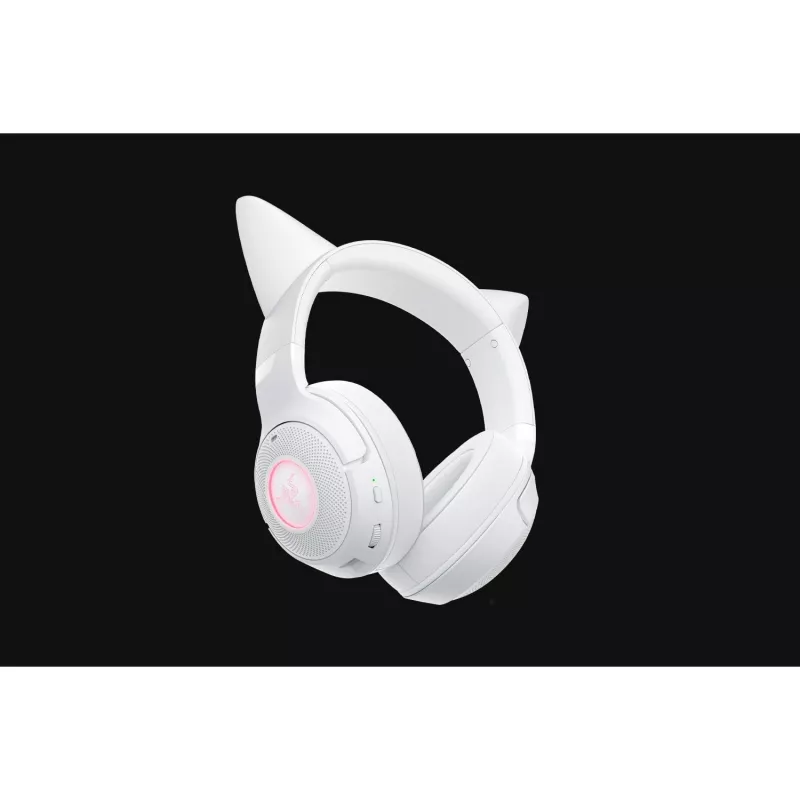 Bezvadu spēļu austiņas Razer Kraken Kitty V2 BT balta ar Bluetooth, THX telpisko audio, RGB apgaismojumu