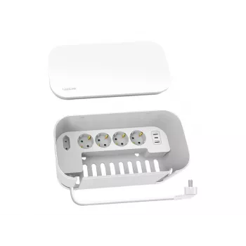 LogiLink kontaktligzdu bloks LPS281U 4 drošības ligzdas 2 USB-A 1 USB-C balts