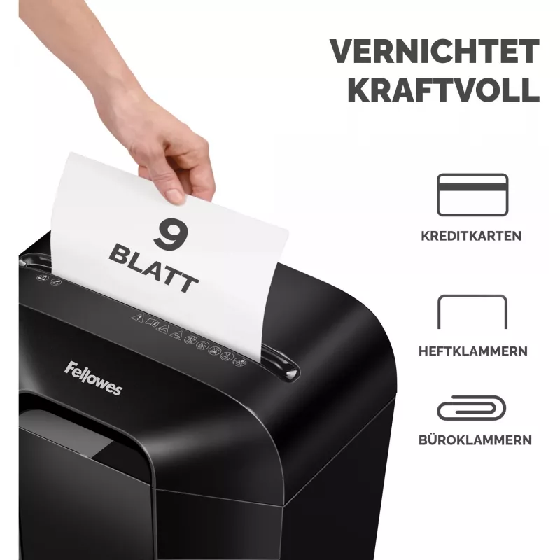 Fellowes Powershred LX50 papīra smalcinātājs, daļiņu griešana, melns