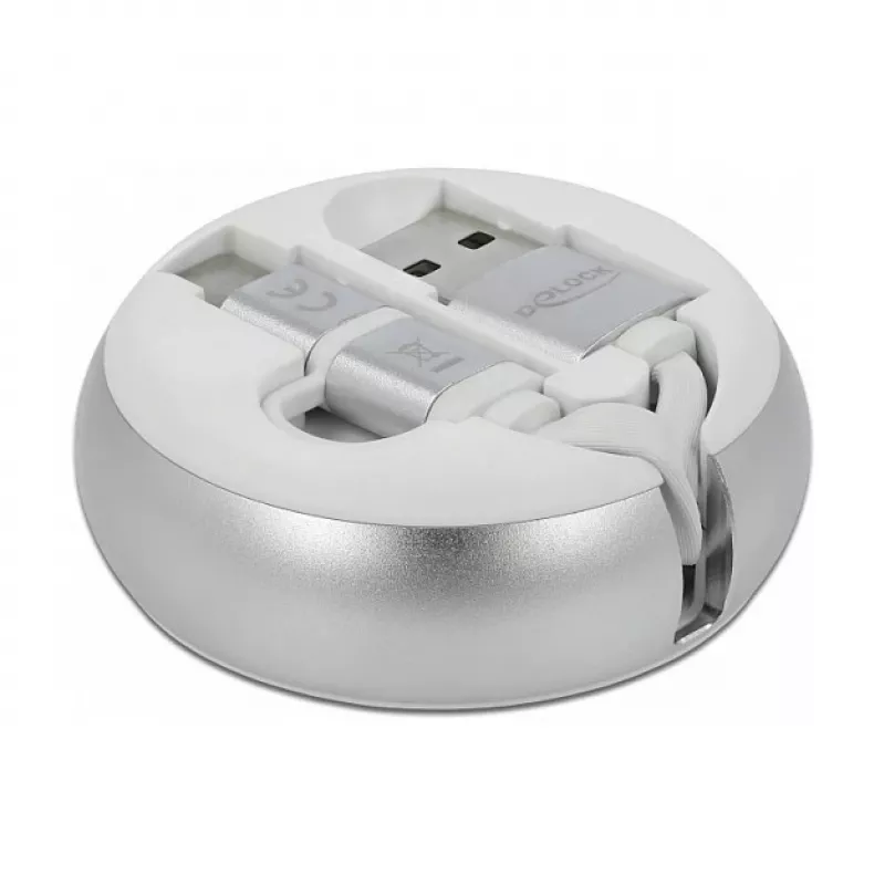 Ievelkamais kabelis DeLOCK USB 2.0 2-in-1 Type-A uz Micro-B un USB-C™