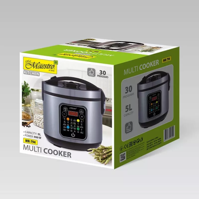 Maestro MR-794 multivārs 5 L 900 W Melns, satīna tērauds