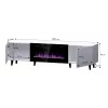 TV skapītis Cama Meble PAFOS EF ar elektrisko kamīnu 180×42×49 cm, balts, matēts