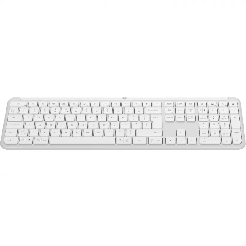 Logitech K950 Signature plāns tastatūra birojam, RF bezvadu + Bluetooth, QWERTY US International, balta
