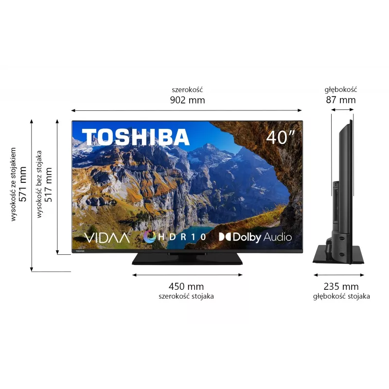 Toshiba 40LV3563DG TV 101,6 cm (40 collu) Full HD Smart TV Melns 250 cd/m²