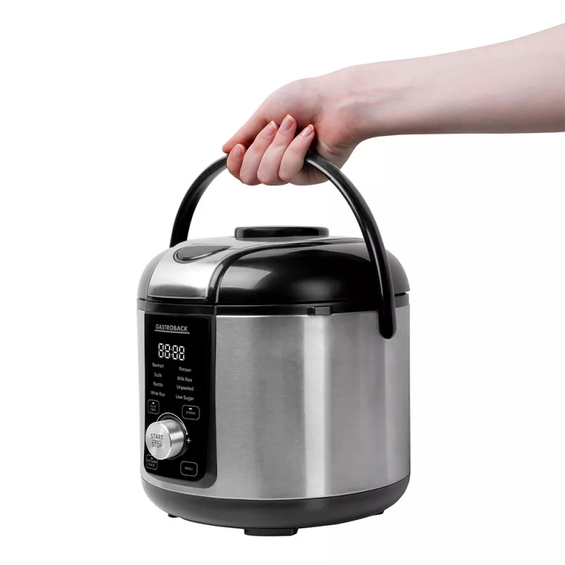 Rīsu vārāmais GASTROBACK Rice Control Low Carb & Steam, 3 L, 450 W, melns/nerūsējošais tērauds