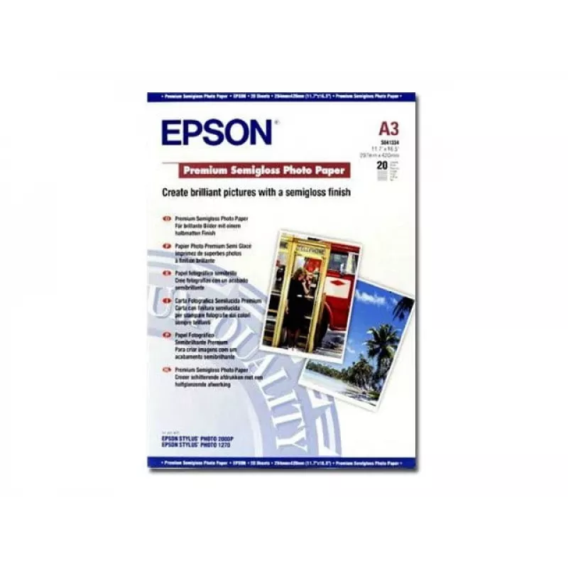 Epson Premium Semigloss Photo Paper, DIN A3, 251g/m², 20 loksnes