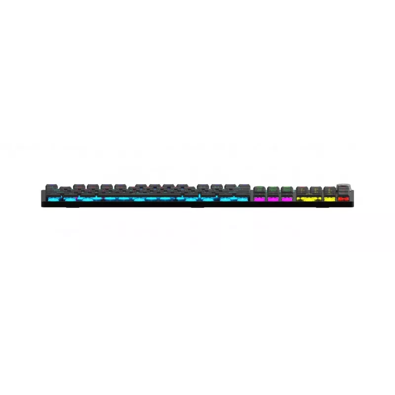 Klaviatūra IBOX AURORA K-6 — pilna izmēra QWERTY, RF bezvadu + Bluetooth, RGB apgaismojums, mehāniski zema profila taustiņi, melna