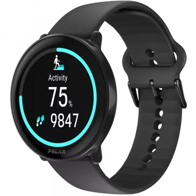 Polar Ignite 3 - Sporta pulkstenis ar siksniņu - Silikons - Siksniņas izmērs: S/L - Displejs 3,3 cm (1,28 inch) - 32MB - Bluetooth - 35 g - Nakts melns (900106234)