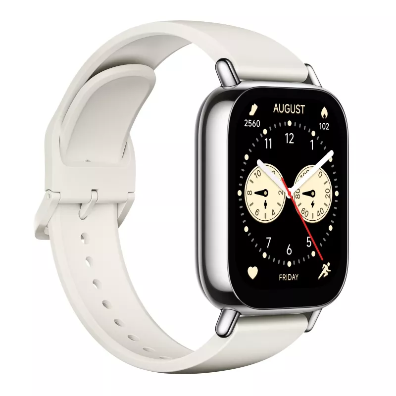 Xiaomi Redmi Watch 5 Lite — 1,96 collu AMOLED, GPS, 470 mAh, zelta korpuss, balta TPU siksniņa