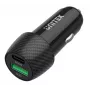 Automašīnas lādētājs Unitek P1400A ar USB-C un USB-A, 38W, Quick Charge 3.0, ieeja 12–24V, melns