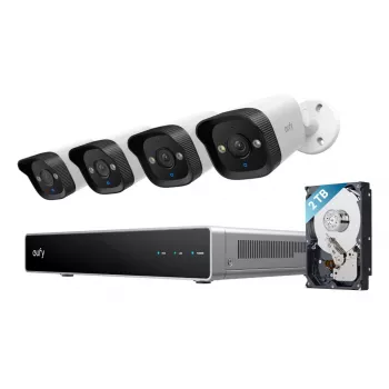 NVR drošības ierakstītājs Eufy E40 — 8 kanālu 4K ieeja, 2 TB HDD (paplašināms līdz 16 TB), Melns/Pelēks/Balts