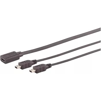 USB kabelis S/CONN 13-20022 USB 2.0 0,3 m USB C 2x Mini-USB B Melns