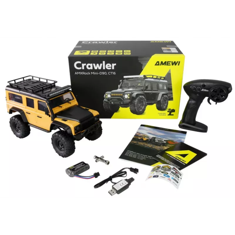 RC kāpurķēžu modelis Amewi Mini‑D90 4WD 1:16 RTR tālvadības bezceļa modelis, 4 riteņu piedziņa, 1:16 mērogā