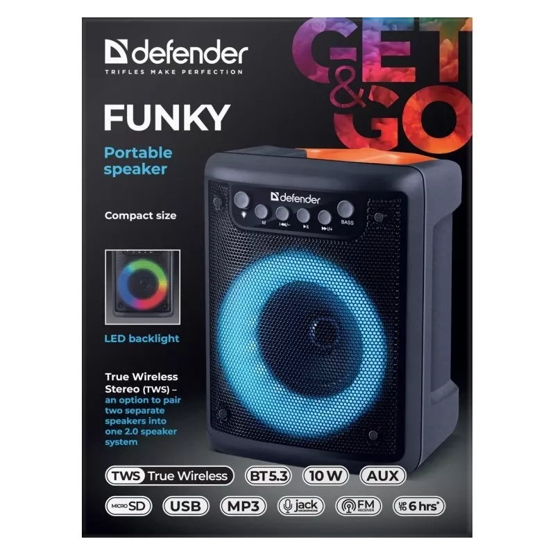Bluetooth skaļrunis FUNKY 10W, 65053, DEFENDER