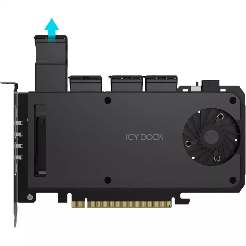 Adaptera karte 4 x M.2 NVMe SSD mobilajam nodalījumam, icy dock MB204MP-B
