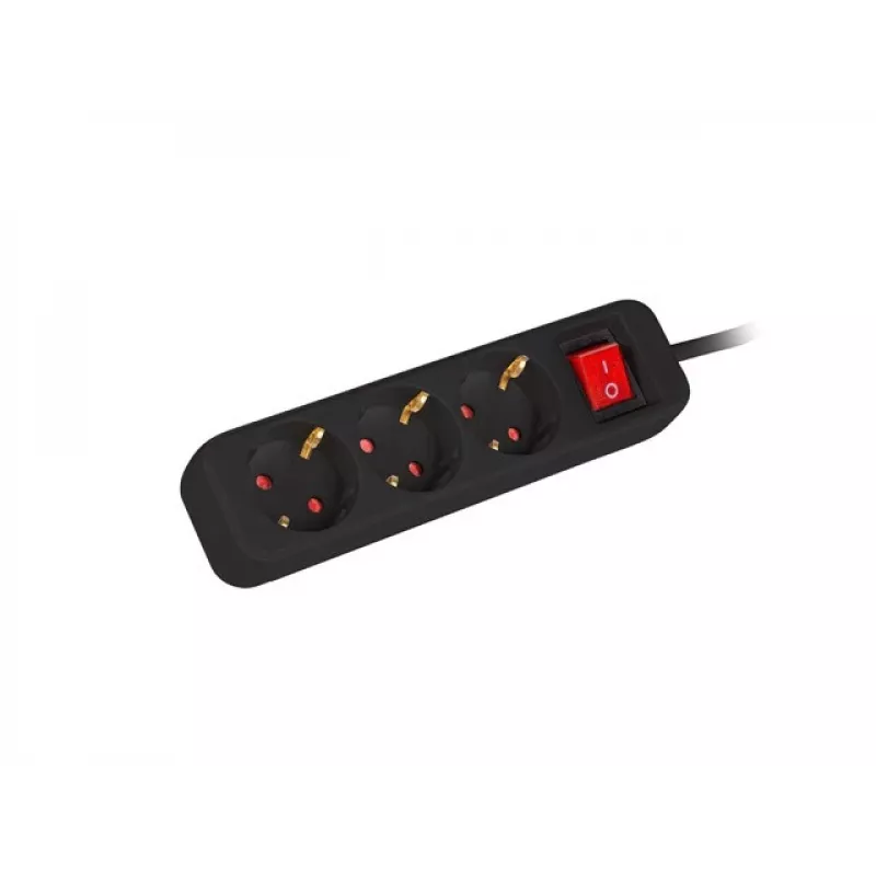 Strāvas pagarinātājs Lanberg PS1-03F-0150-BK 1.5m 3 maiņstrāvas rozetes Iekštelpām Melns