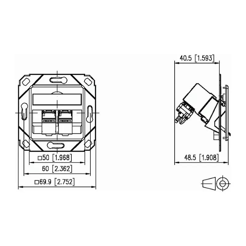 METZ CONNECT 130B12D21102-E - RJ-45 - 6a - -40 - 70 °C - Balta - akrilnitrila butadiēna stirols (ABS) - cinks - GHMT - CE