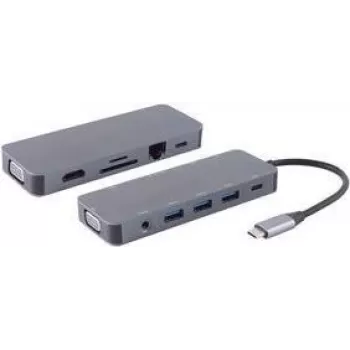 shiverpeaks ®-BASIC-S--USB-DOCK--USB-C multiporta dokstacija, 11in1, HDMI, VGA, PD, centrmezgls, SD, LAN, AUX (BS14-05028)