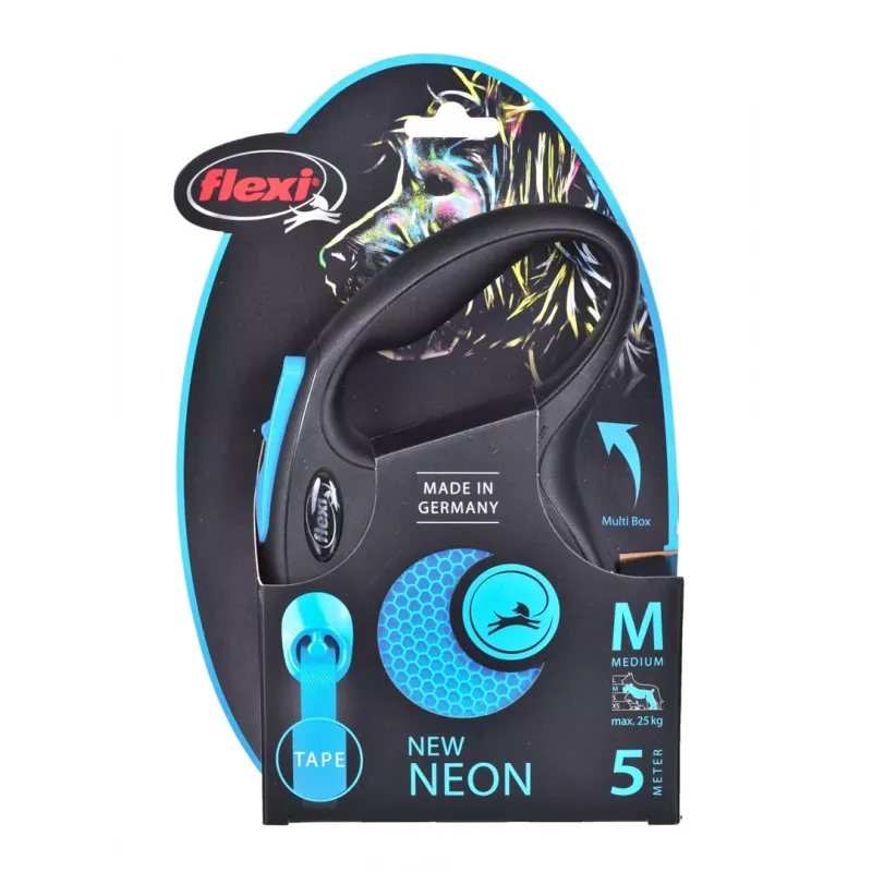 FLEXI New Neon M - ievelkama pavada - 5 m