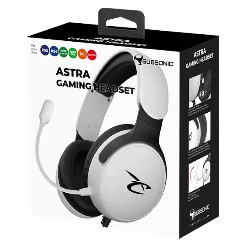 Austiņas Subsonic Astra spēļu austiņas balts/melns SA5683-1