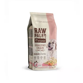 Sausā suņu barība VETEXPERT Raw Paleo Healthy Grain Puppy laša un miežu 10 kg, proteīns 29% tauki 17% mitrums 9%