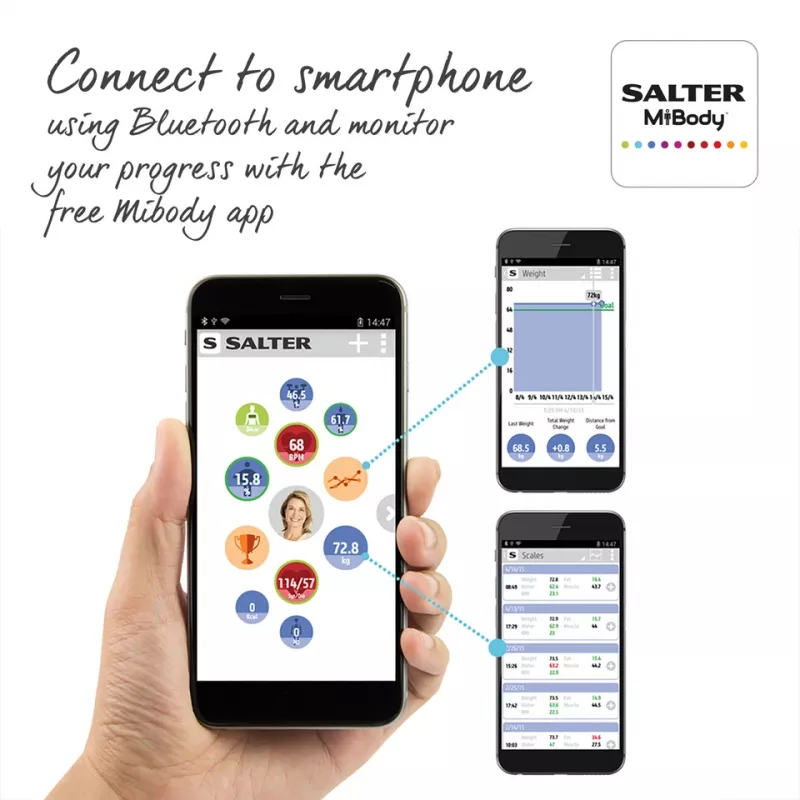 Vannasistabas svari Salter 9192 BK3R Curve Bluetooth Smart Analyser