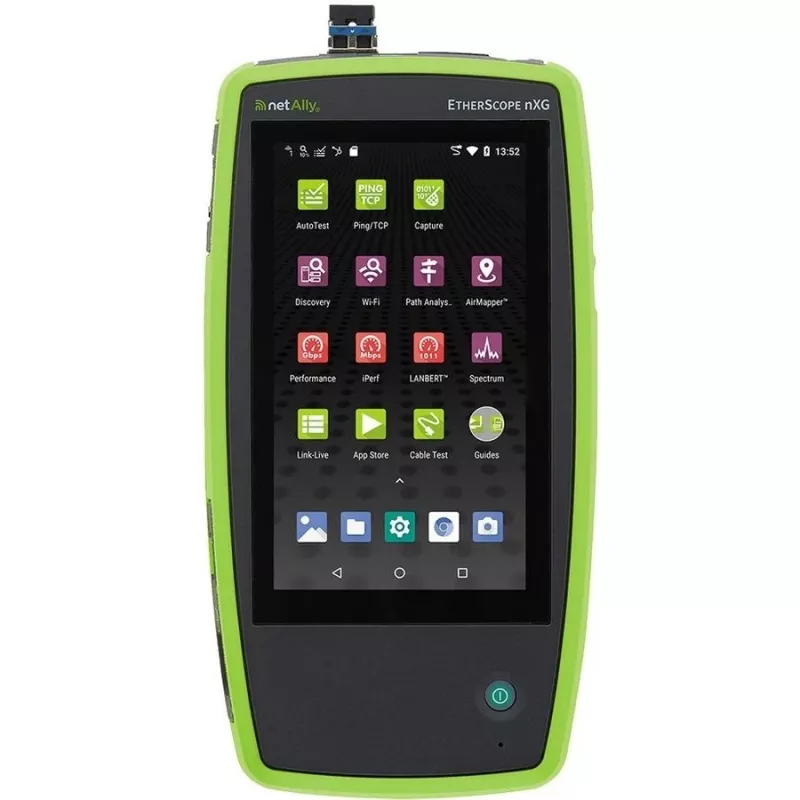 Tīkla testēšanas ierīce Fluke Networks EtherScope nXG EXG-300 — trīsjoslu Wi‑Fi (2.4/5/6 GHz), RJ-45, USB-A/C, darbināms ar baterijām, 5 collu LCD