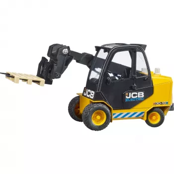 Autoiekrāvēja BRUDER JCB Teletruk rotaļlieta — ABS, ieteicamais vecums 3+, melna un dzeltena