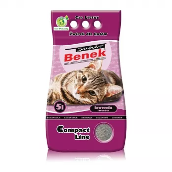 Kunkojošs kaķu pakaišu super benek Certech Super Benek Compact Lavender 5 L — bentonīta, ātri absorbējošs, neizkliedējas