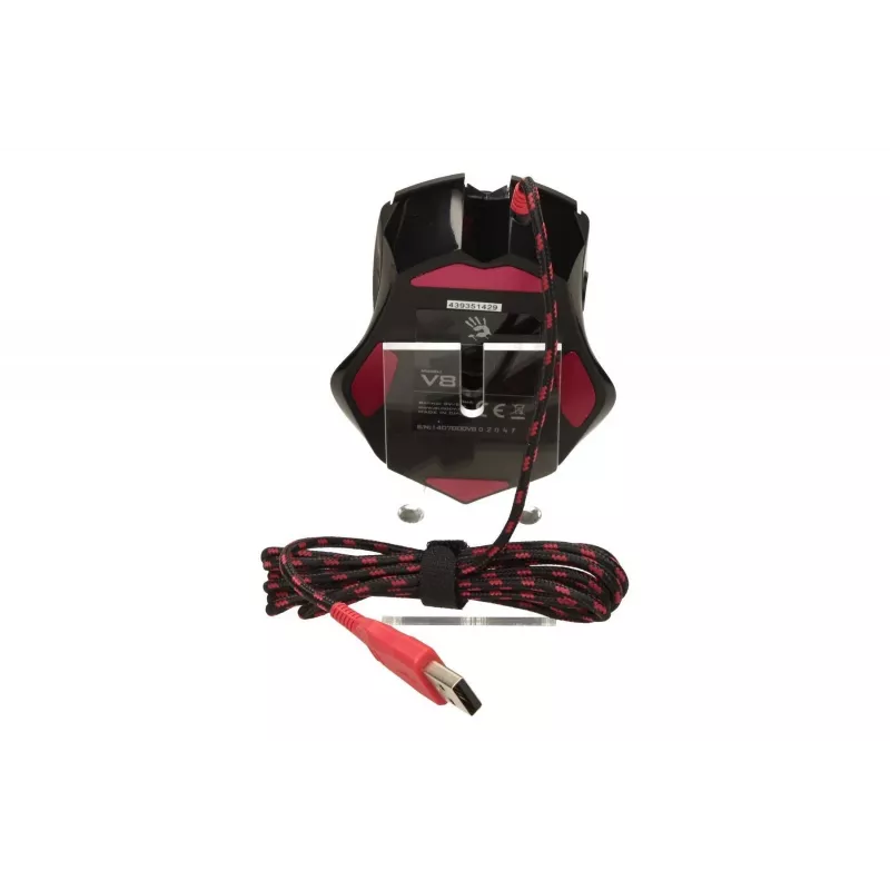 Spēļu pele A4Tech Bloody V8m — 3200 DPI, 8 pogas, V-Track optiskā, USB Type-A, melna