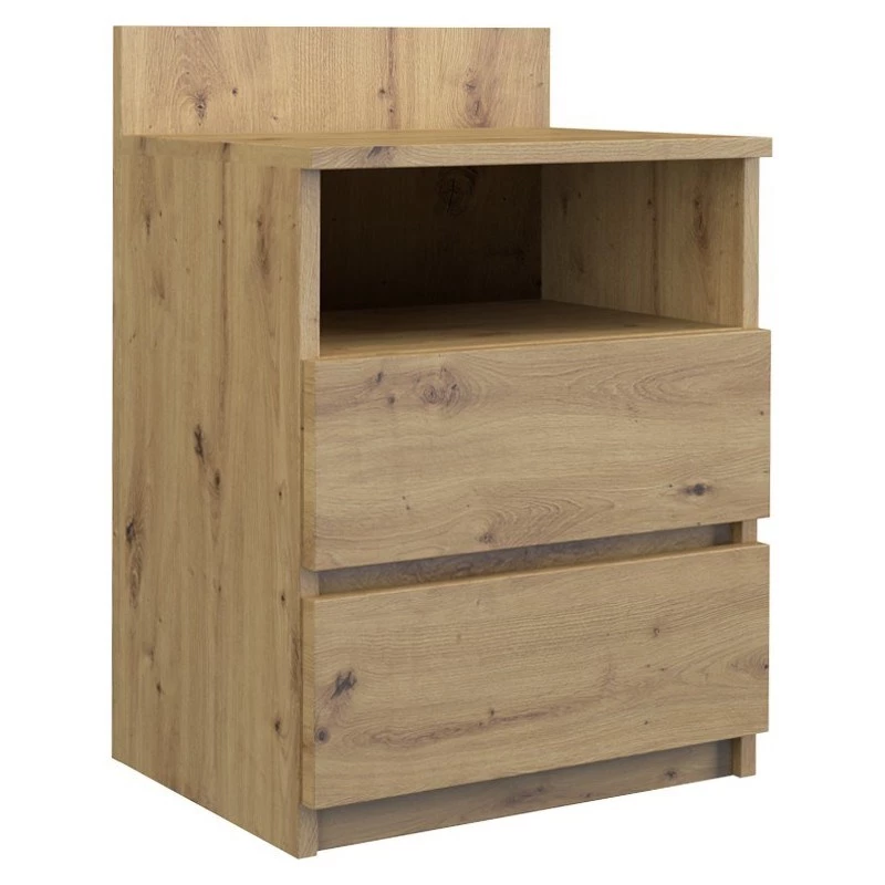 Naktsgaldiņš top e shop M1 ARTISAN, ozola apdare, 2 atvilktnes, 400×320×590 mm