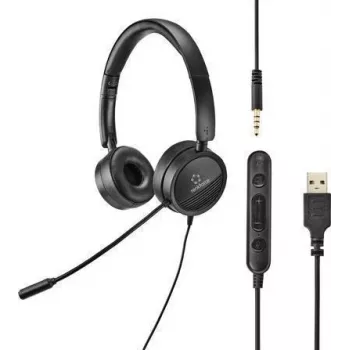 Renkforce RF-HS-360 PC-Headset USB Stereo On Ear Melns (RF-4737358)