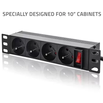 Qoltec Aluminum PDU for 10'' RACK | 1U | 16A | 4xFRENCH | 1.8m