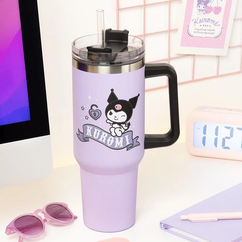 Paladone Hello Kitty Kuromi 900ml izolētā krūze ar salmiņu
