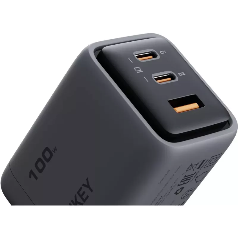 Comet Mix 3 sienas lādētājs PA-C5 3xUSB (2xUSB-C un 1xUSB-A) 100W 5A QC5.0 PD3.0 AFC PPS FCP SCP