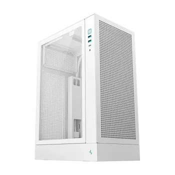 Datora korpuss DeepCool CH170 PLUS WH Midi Tower — balts, rūdīts stikls, atbalsta micro ATX/mini-ITX, GPU līdz 34,2 cm, CPU dzesētāja augstums 164 mm
