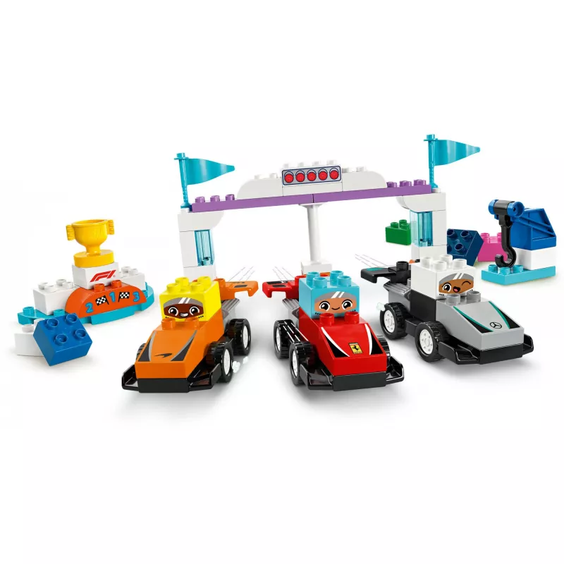 LEGO DUPLO 10445 F1 komandas sacīkšu mašīnas un piloti