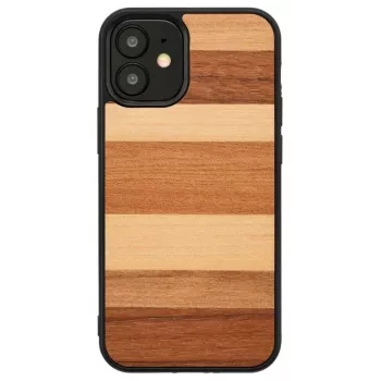 Man and wood aizsargājošs viedtālruņa maciņš iPhone 12 mini — melns