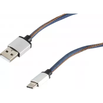 USB kabelis S/CONN 14-50030 USB 2.0 2 m USB A USB C zils