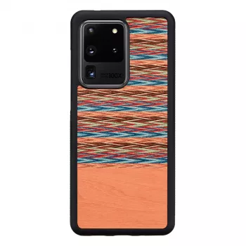 Telefona maciņš man and wood Samsung Galaxy S20 Ultra — brūns rūtains raksts ar melnu apdari