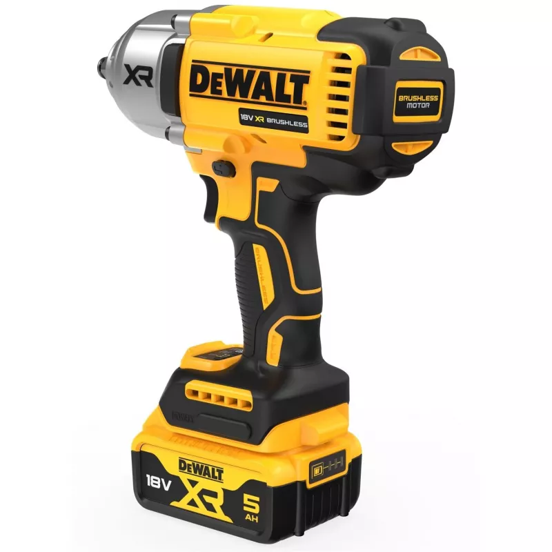 Trieciena uzgriežņatslēga DeWALT DCF900P2T-QW 1/2 collas bezsuku 18 V, 1898 N·m, 5 Ah akumulators, 2 akumulatori, lādētājs, futrālis
