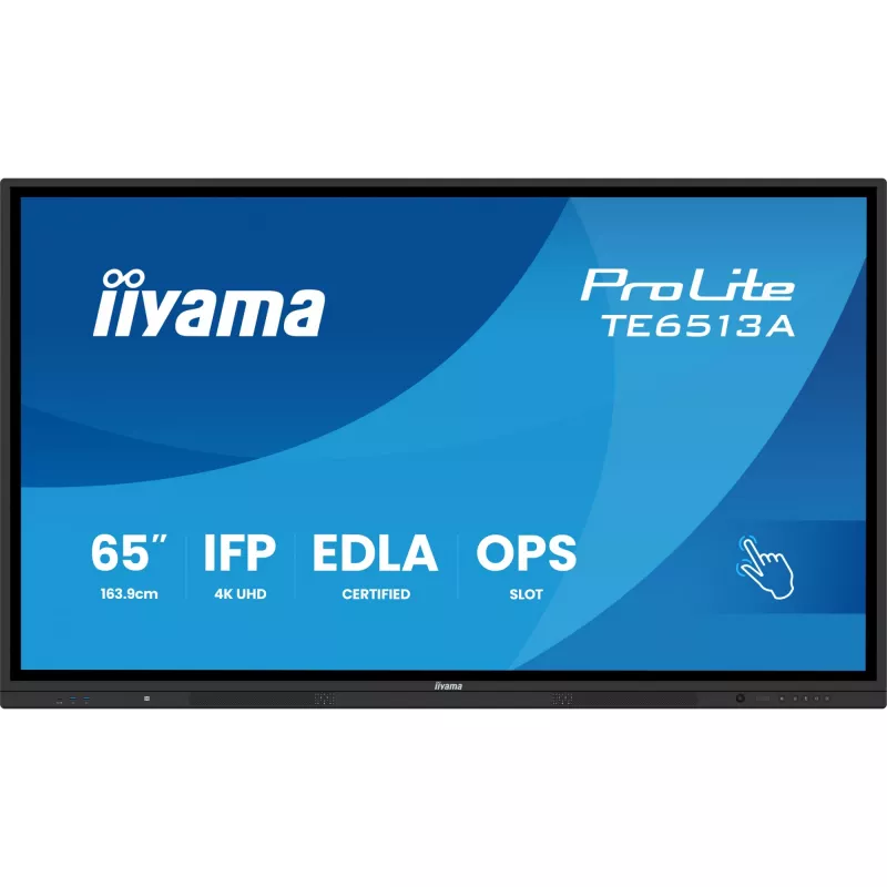 iiyama TE6513A-B1AG Signage displejs Interaktīvais plakanā ekrāna panelis 163,8 cm (64,5 collas) Wi-Fi 500 cd/m² 4K Ultra Ultra HD Melns Skārienekrāns Iebūvēts procesors Android 18/7