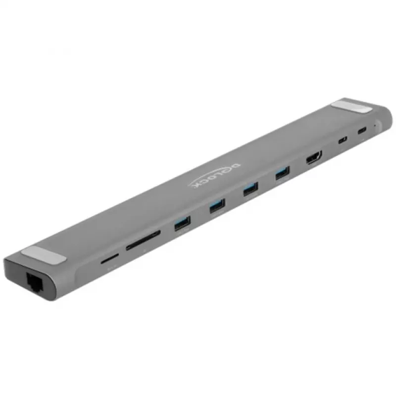 DeLOCK USB Type-C plāns Docking Station 4K HDMI USB 3.2 Gen 1 LAN SD PD 3.0