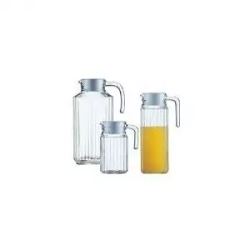 Stikla krūze Esmeyer Quadro 1,7 L, augstums 256 mm, ar baltu plastmasas vāciņu