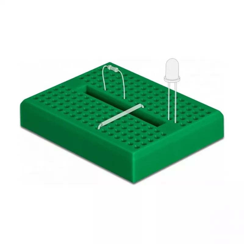 Breadboard DELOCK 18321 — bezlodēšanas maketēšanas plate, plastmasa, 36×46×10 mm, zaļa