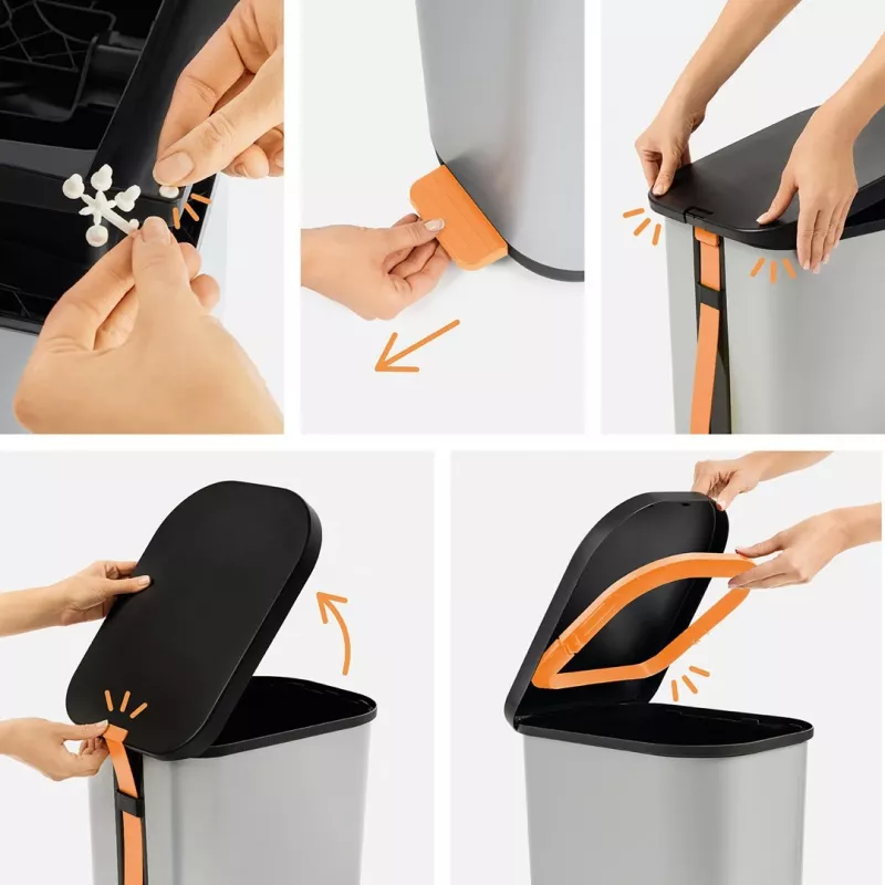 ROTHO Ribo Silver - pedāļa tvertne – 35l