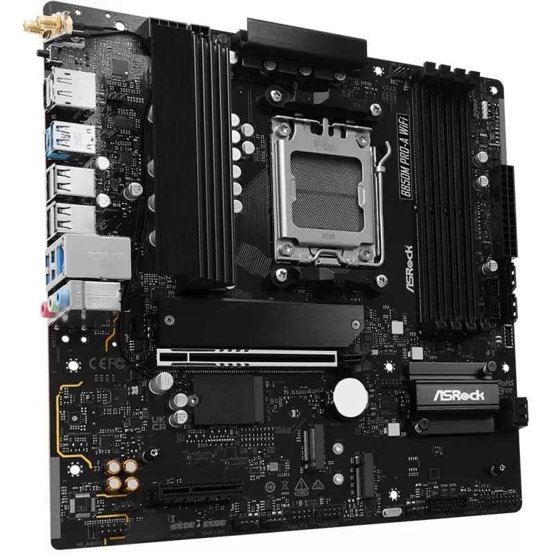 Mātesplate ASRock B850M Pro-A WiFi micro ATX – AMD B850, Ligzda AM5, DDR5, 4x DIMM, 256GB, Wi‑Fi, 2.5Gb LAN