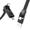 4-in-1 kabelis BlitzWolf BW-HDC7 — USB-C, Lightning, USB-A, Micro-USB 1,2 m 240 W melns