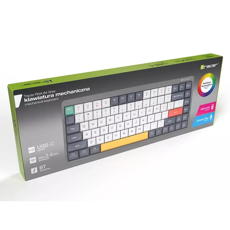 Mehāniskā tastatūra Tracer FINA 84 pelēka (Outemu Red Switch) TRAKLA47279