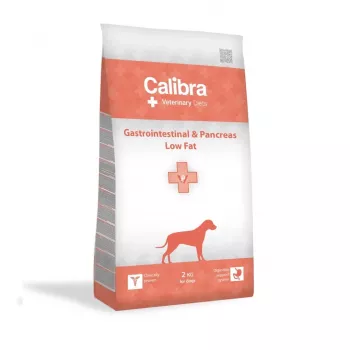 Sausā suņu barība Calibra Veterinary Diets Gastrointestinal & Pancreas Low Fat — Lasis, 2 kg, 26% olbaltumvielu, 8% tauku, bez lipekļa un sojas